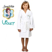 Cute Girl Cartoon Design & Custom Name Embroidery on Kids Hooded Bathrobe